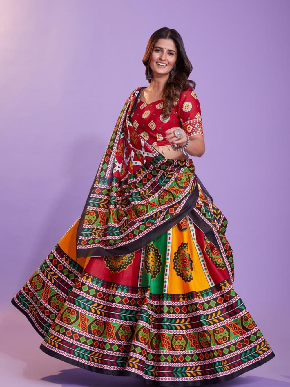 Traditional Multicolor Women’s Skirt - Vibrant Printed Lehenga